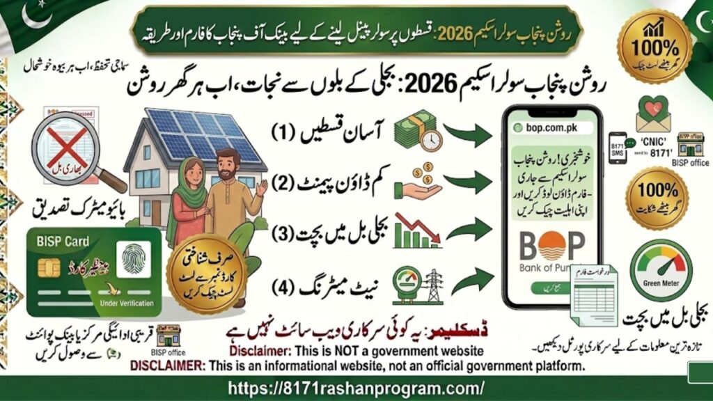 روشن پنجاب سولر اسکیم 2026 قسطوں پر سولر پینل لینے کے لیے بینک آف پنجاب کا فارم اور طریقہ