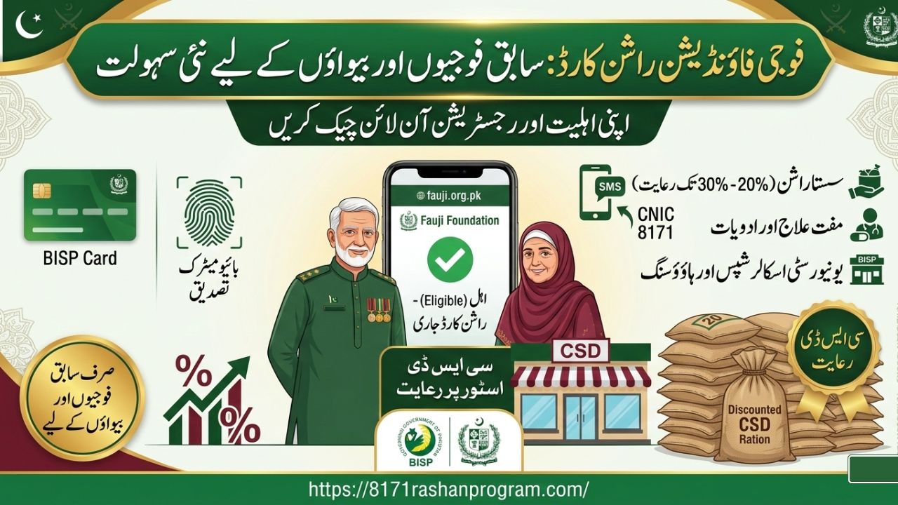 فوجی فاؤنڈیشن راشن کارڈ 2026 سابق فوجیوں اور بیواؤں کے لیے سستے راشن کی نئی سہولت