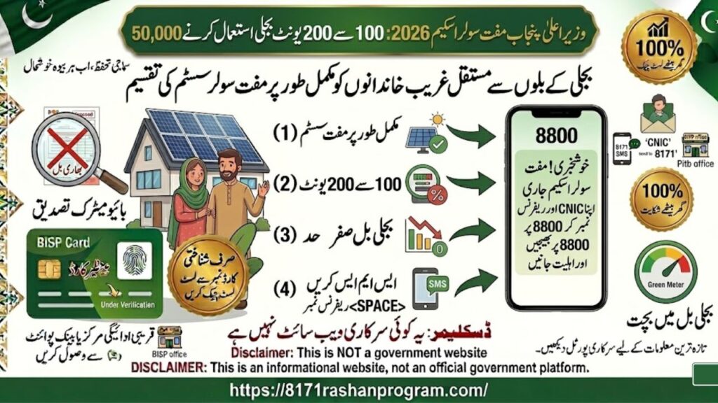 وزیراعلیٰ پنجاب مفت سولر اسکیم 2026 50,000 خاندانوں کو مفت سولر سسٹم کی تقسیم، اپنی اہلیت چیک کریں
