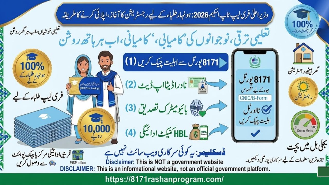 💻 وزیراعلیٰ پنجاب فری لیپ ٹاپ اسکیم 2026 ہونہار طلباء کے لیے رجسٹریشن کا آغاز، اپلائی کرنے کا طریقہ